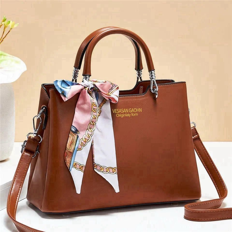 1Pc Vesasan Gaohn Faux Leather Handbag With Decorative Scarf Elegant Design Premium Quality View Gallery - Pakistan