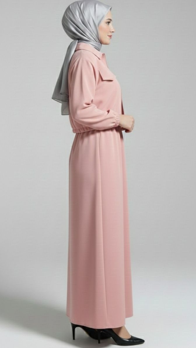 Stylish 2 Piece Set Long Frock Maxi Dress With Matching Zipper Jacket Premium Quality View Gallery - Pakistan