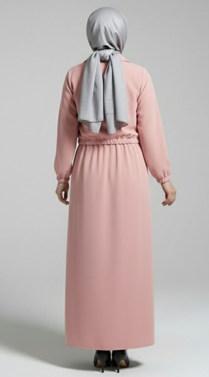 Stylish 2 Piece Set Long Frock Maxi Dress With Matching Zipper Jacket Premium Quality View Gallery - Pakistan