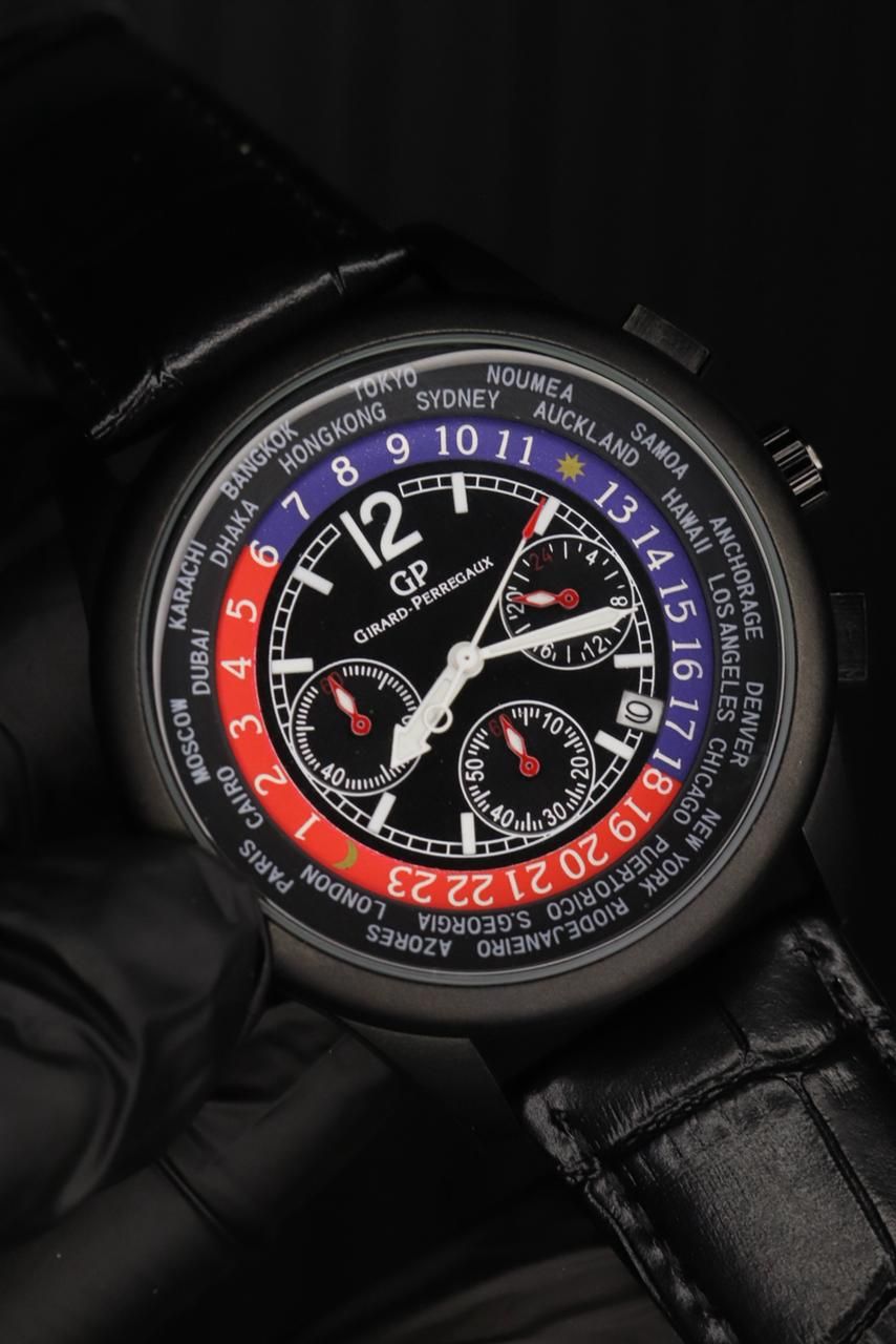 Casino Design Chronograph Leather Strap Watch Vintage Inspired Dial Functional Sub Dials Precise Quartz Movement View Gallery - Pakistan