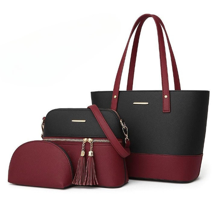 3 Piece Tote Handbag Elegant Design Premium Quality Smooth Finish Easy Carry For Daily Fashion Needs View Gallery - Pakistan