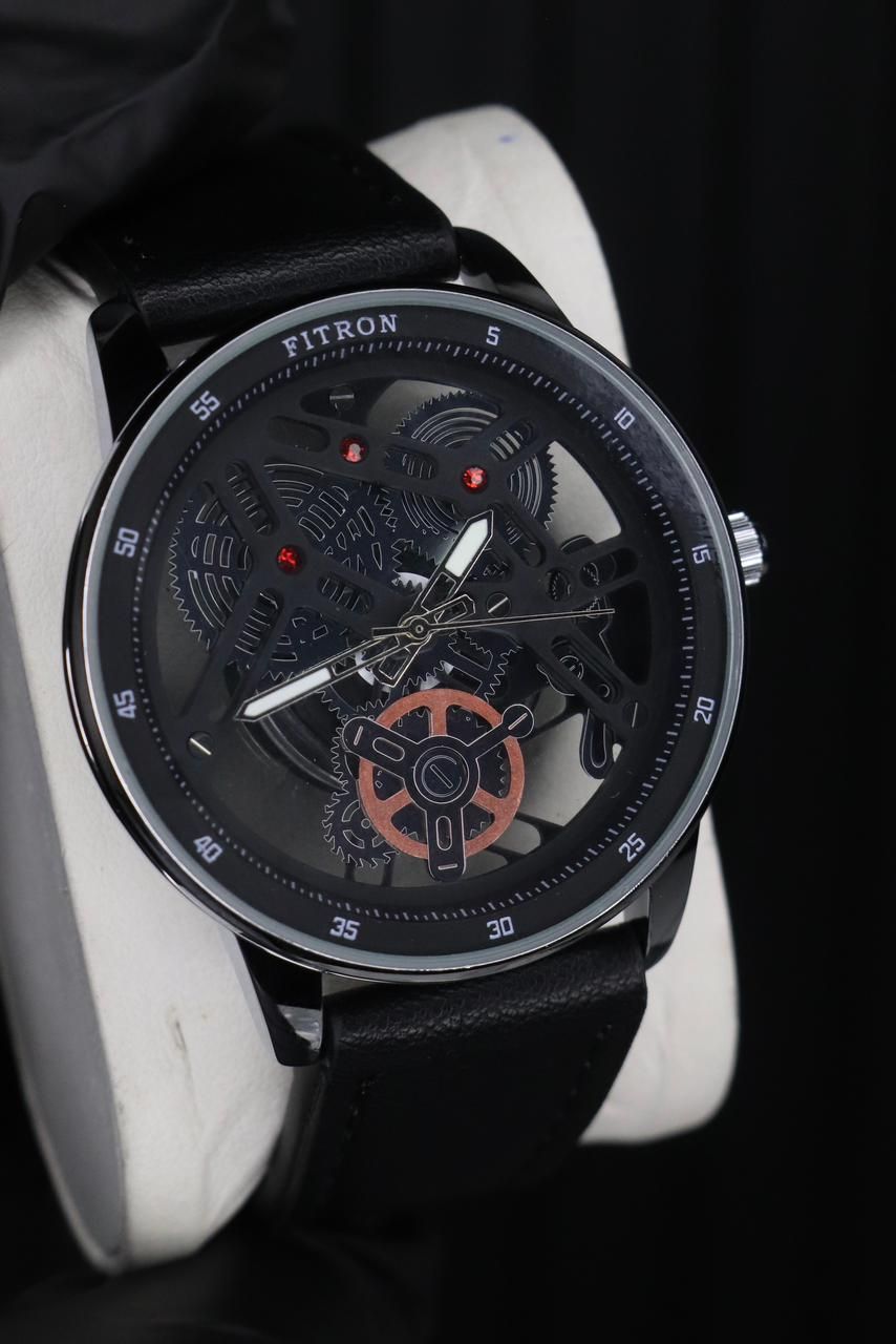 Fitron Classic Chrono: Sophisticated Minimalist Stainless Steel Watch with Genuine Leather Strap and Reliable Quartz Movement ( WITHOUT BOX )