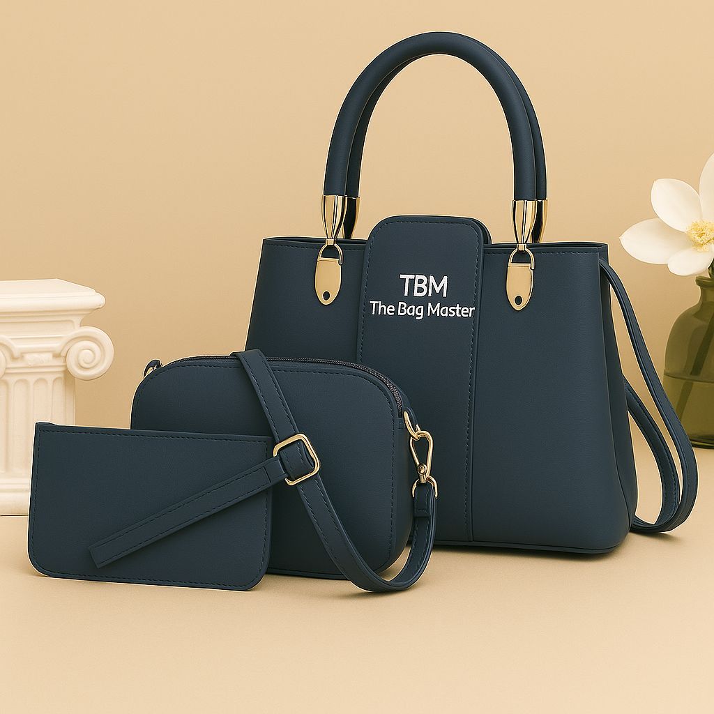 3 Pieces Ladies Handbag Elegant Design Premium Quality Smooth Finish Easy Carry View Gallery - Pakistan