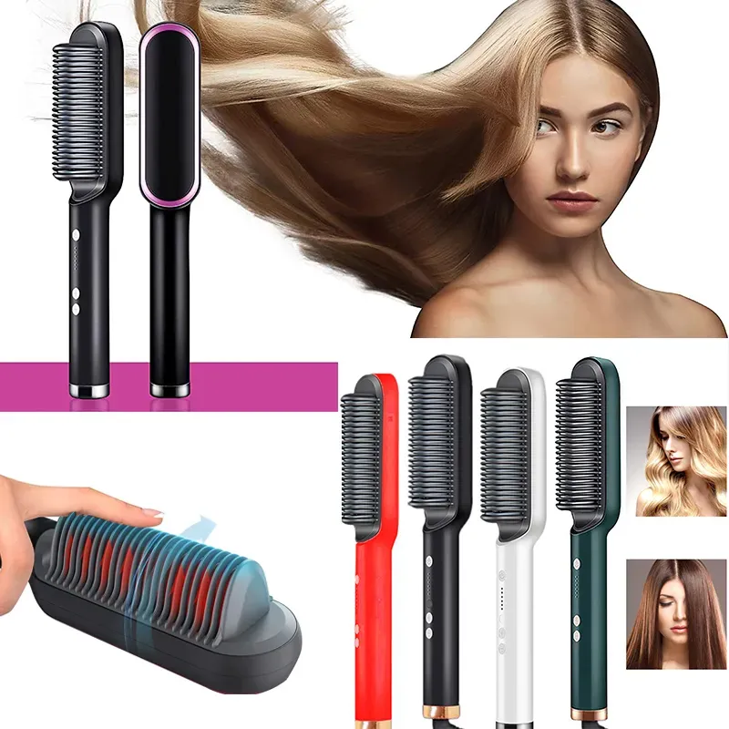 Electric Professional Hair Straightening Brush (random Color)
