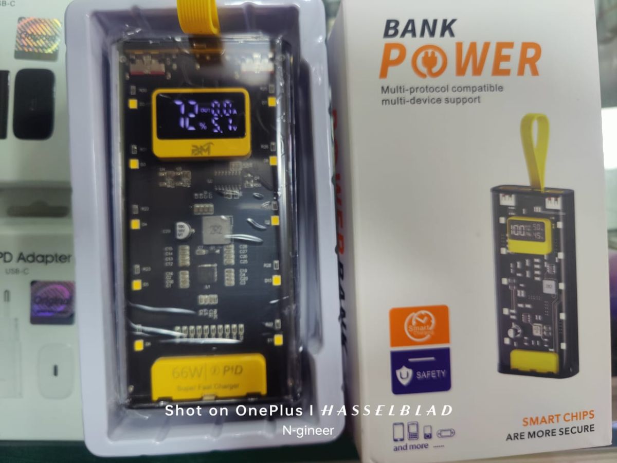 66W Super Fast Charging Transparent Power Bank 20000 MAH with Digital Display View Gallery - Pakistan