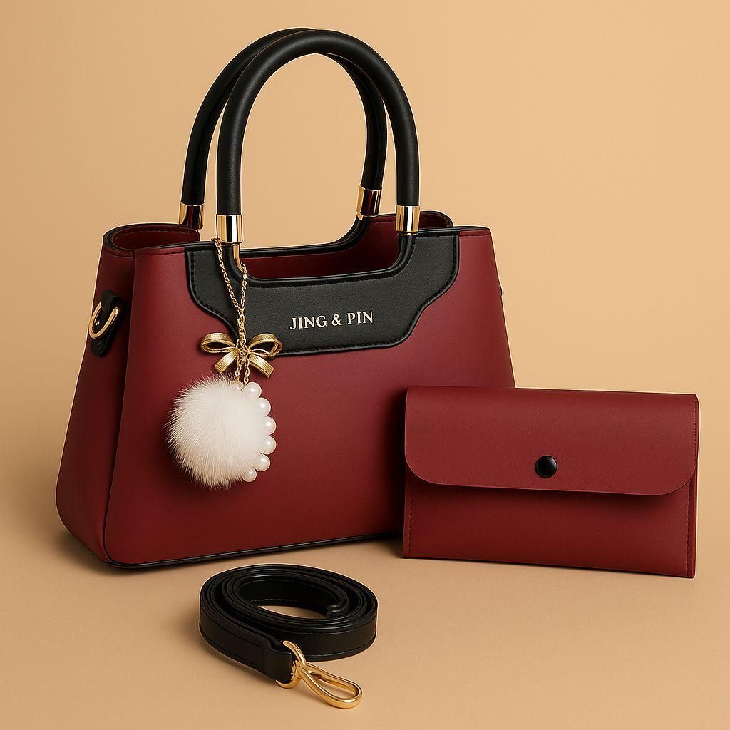 Premium 'JING & PIN' Ladies Handbag Collection with Clutch and Shoulder Strap Option View Gallery - Pakistan
