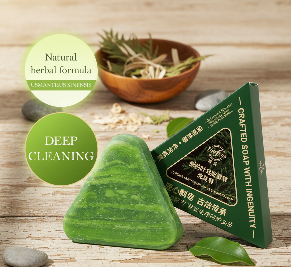 Timfens Cypress Leaf Usman Grass Shampoo Soap Bar - Natural Herbal Formula for Deep Cleansing & Oil Control View Gallery - Pakistan