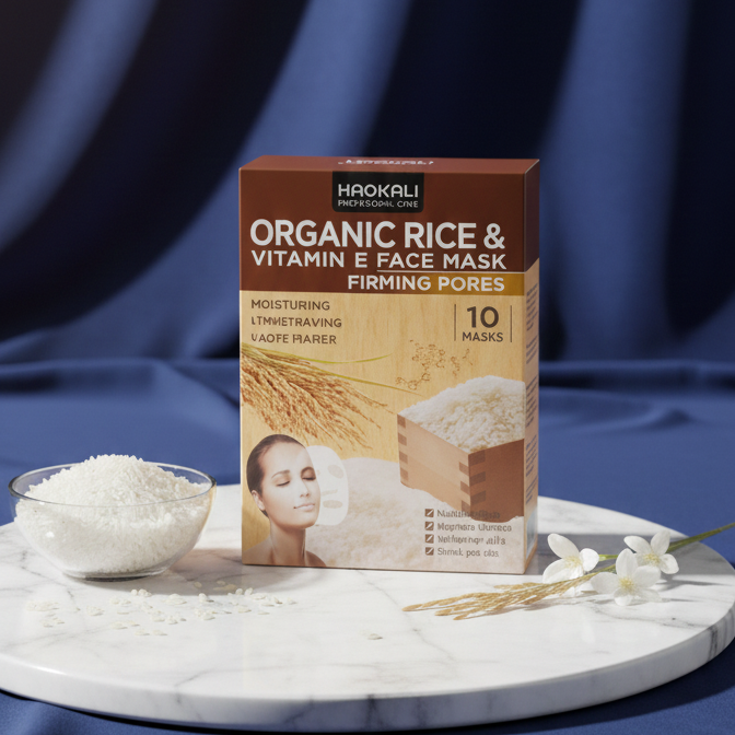 HAOKALI Professional Care Organic Rice &amp; Vitamin E Face Mask  - Firming Pores, Nourishing, Moisturizing &amp; Whitening Skin(pack of 10)