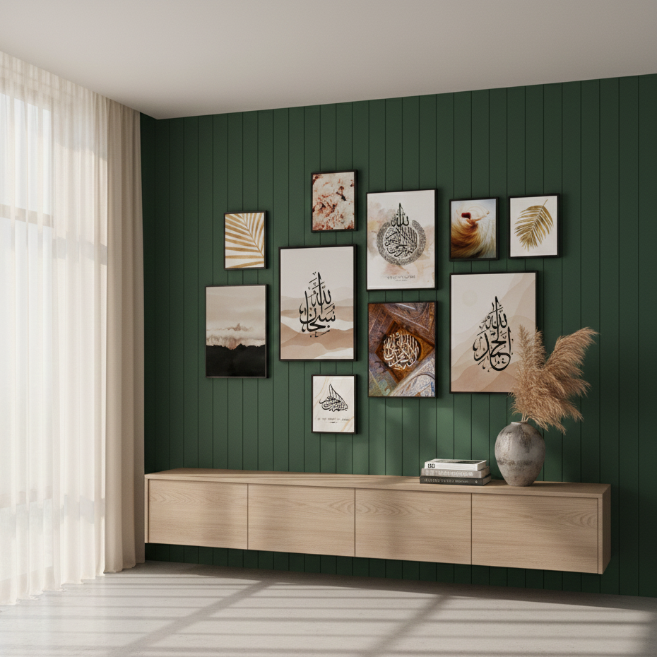 10Pcs Islamic Calligraphy Photo Tiles – 10 Piece Set with Double Tape, Small 5x7 & Large 8x11 Frames View Gallery - Pakistan