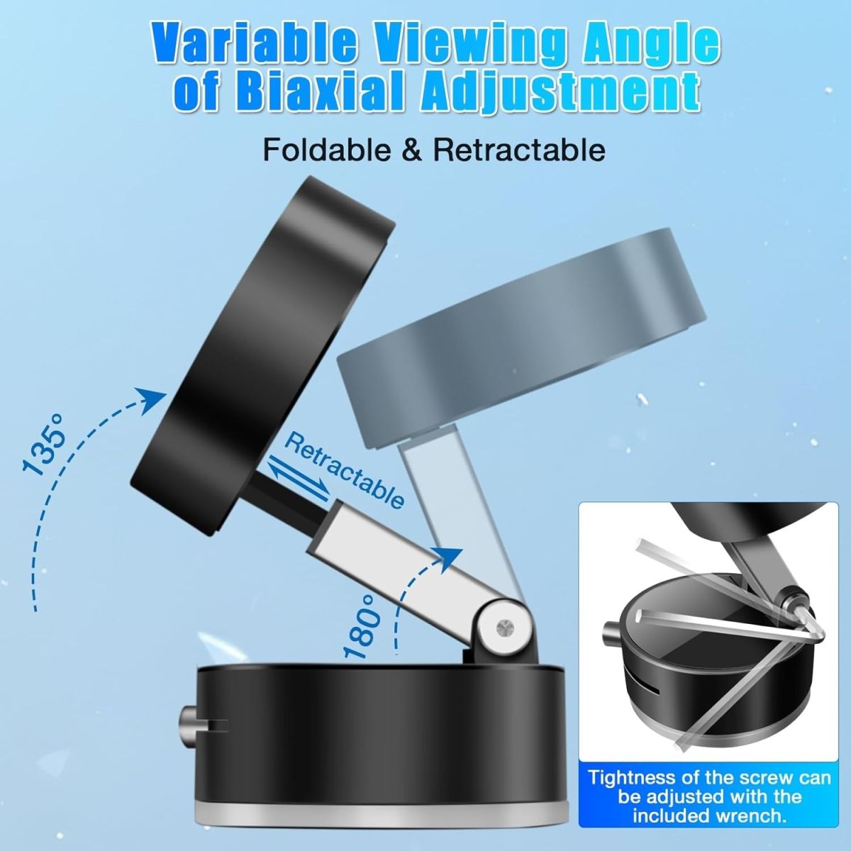 Vacuum Magnetic Suction Cup Folding Swivel Stand – Double-Sided Universal Mobile Phone Holder View Gallery - Pakistan