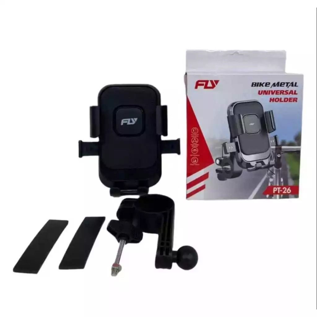 Fly Bike Metal Universal Holder – Durable Handlebar Mount for Phones &amp; Devices, Secure Grip for Cycling