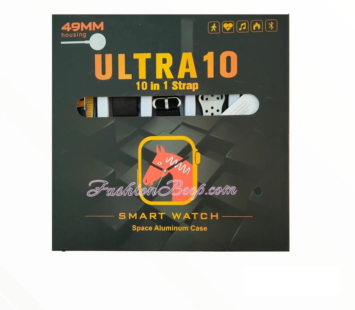 Ultra 10 Smart Watch | 10 in 1 Straps+Jelly Case | BT Calling | Super HD Display 49mm | Multi color straps & wireless charging (Random color) View Gallery - Pakistan
