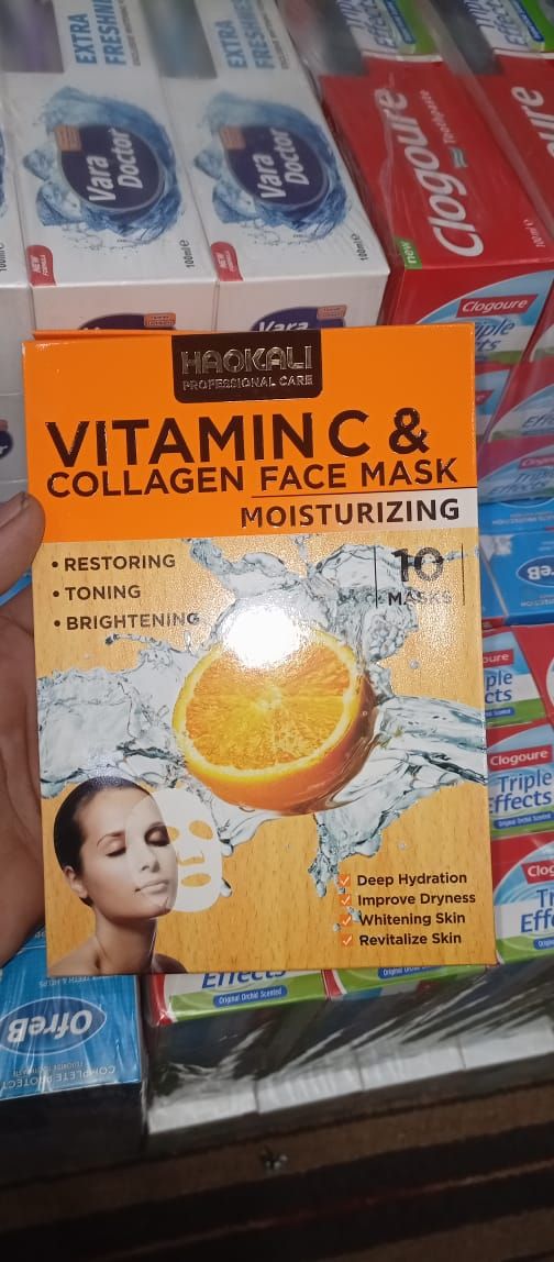 HAQKALI Professional Care Vitamin C & Collagen Moisturizing Face Mask - Restoring, Toning, and Brightening (pack of 10) View Gallery - Pakistan