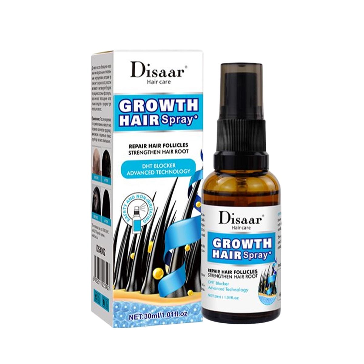 Disaar Vegan Ginseng Root Hair Growth Spray (30ml, DS4002): Natural Strengthener &amp; Anti-Hair Loss Treatment