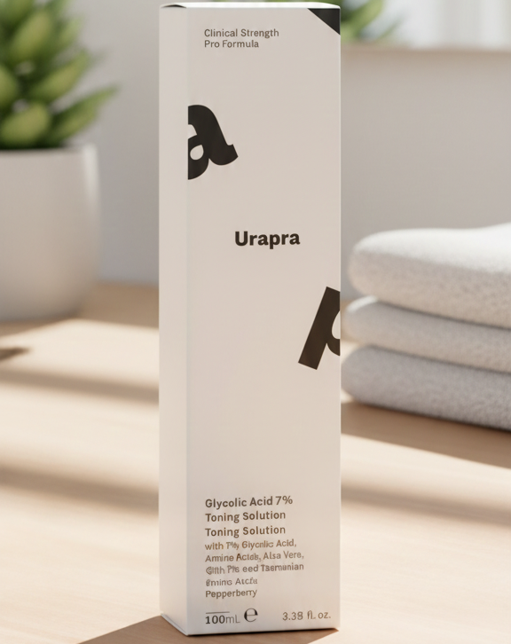 Urapra Glycolic Acid 7 Percent Toning Solution Smooth Exfoliation Gentle Care Easy Absorption Radiant Glow - 100ML