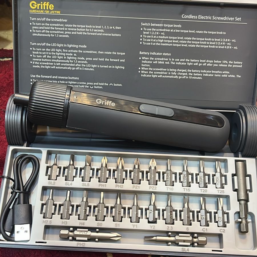 Griffe GRBSL 01 Cordless Electric Screwdriver Set Durable Quality Comfortable Use Smooth Handling View Gallery - Pakistan