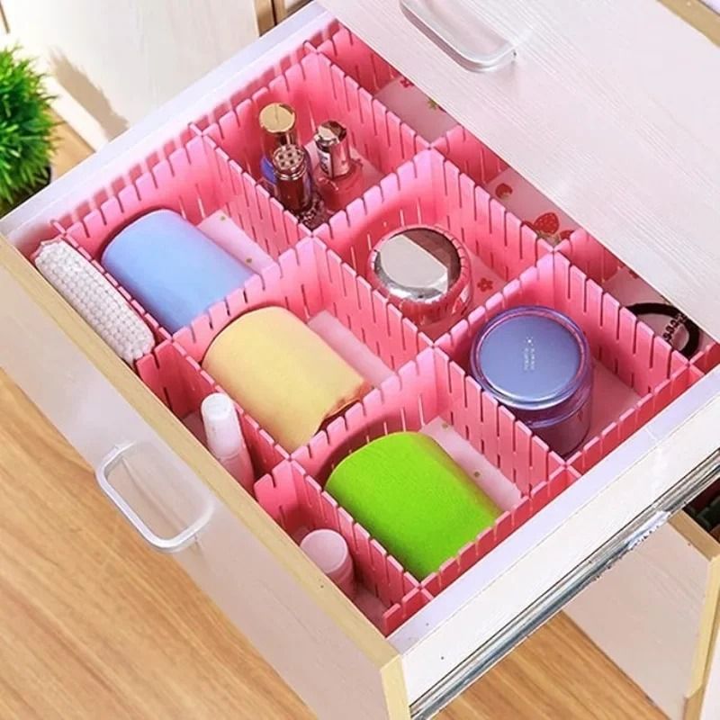 Pack Of 4 Plastic Drawer Dividers DIY Adjustable Partition Boards For Cabinets Wardrobes And Household Storage (Random Color)