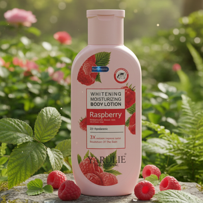 Yardlie Professional Raspberry Whitening & Moisturizing Body Lotion: Enhanced Hydration and Radiance Formula with Hyaluronic Acid and Collagen View Gallery - Pakistan