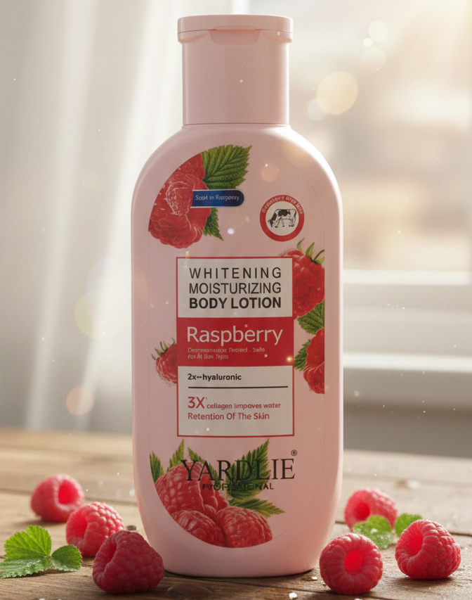 Yardlie Professional Raspberry Whitening & Moisturizing Body Lotion: Enhanced Hydration and Radiance Formula with Hyaluronic Acid and Collagen View Gallery - Pakistan
