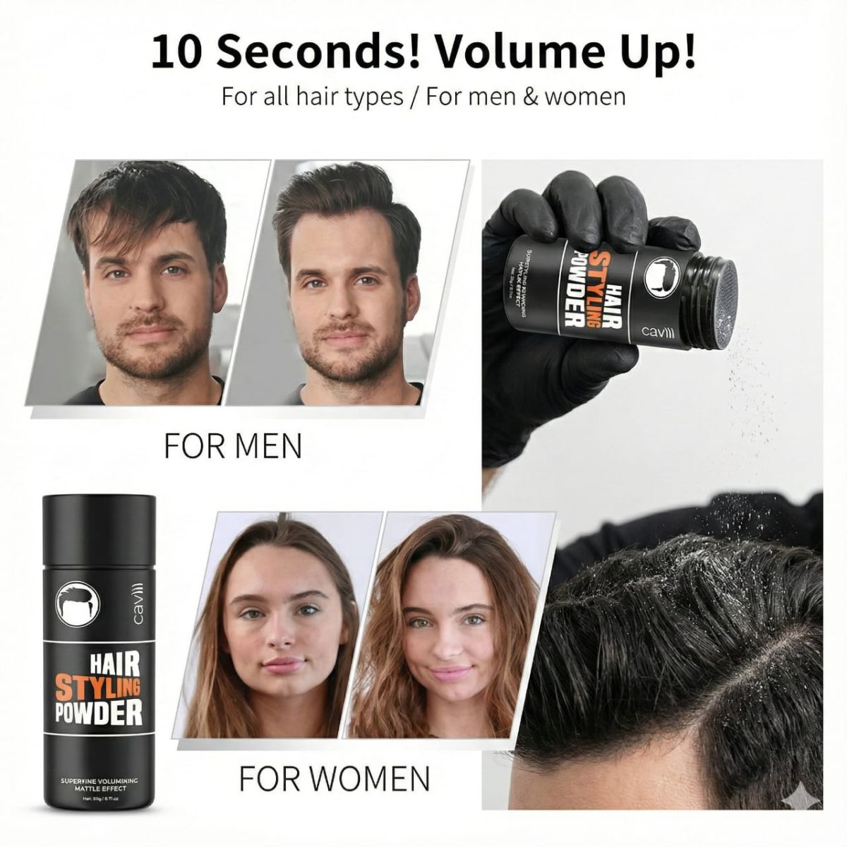 Caviii Superfine Volumizing Matte Effect Hair Styling Powder | Instant Lift & Strong Texture Control (20g) View Gallery - Pakistan