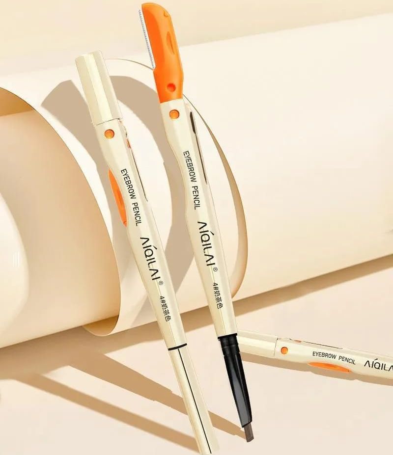 3 In 1 Eyebrow Pencil Brush And Razor Comfortable Use Smooth Application Compact Design For Daily Grooming Needs