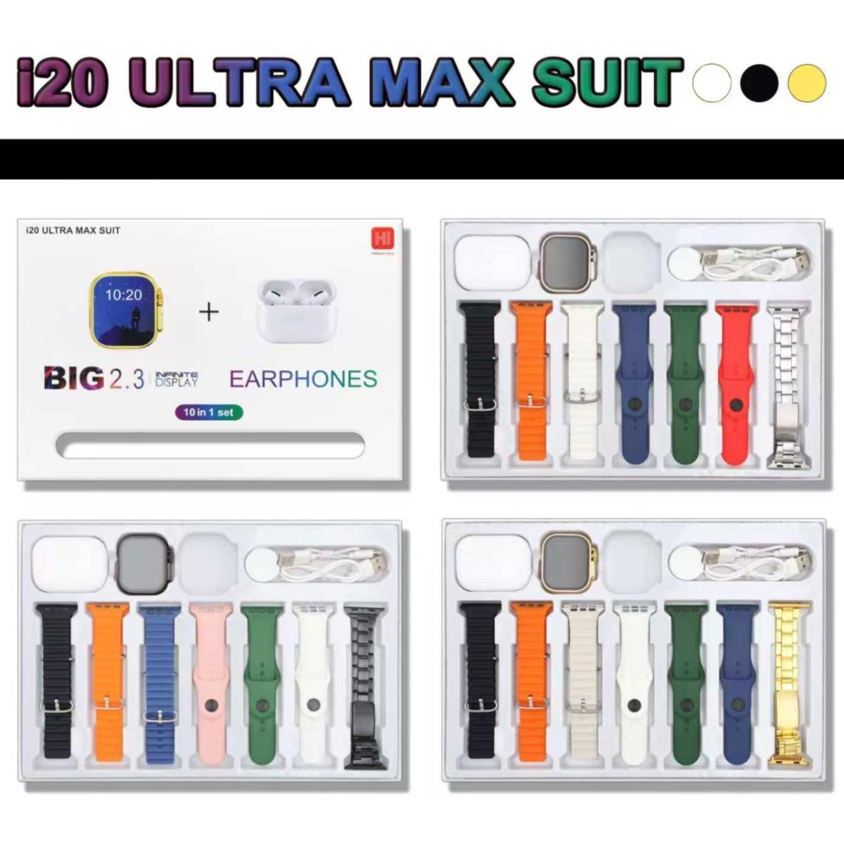 I20 Ultra Max Suit 10 In 1 Smart Watch With Airpods Comfortable Wear Stylish Design For Daily Use And Fashion Needs