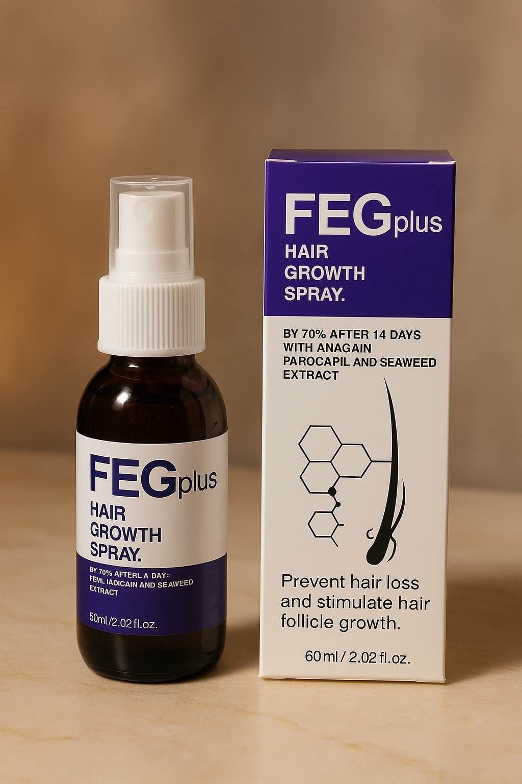 FEG PLUS Hair Growth Serum &amp; Spray – 50ml Advanced Formula for Men &amp; Women, Stronger, Thicker Hair