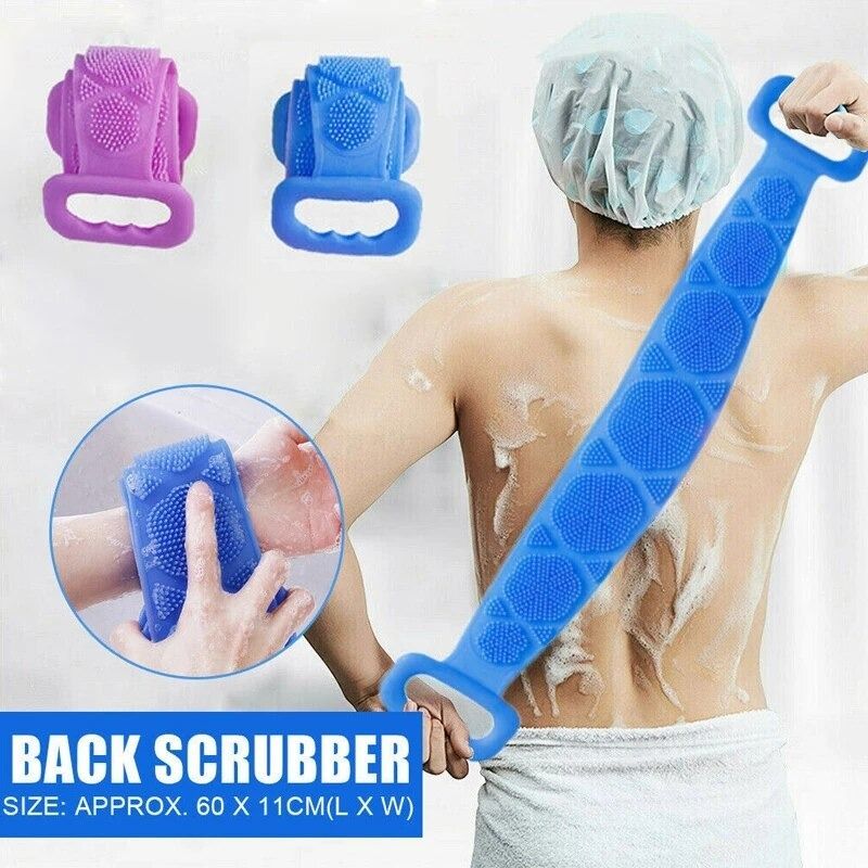 Silicone Back Scrubber Bath Belts – Double-Sided Exfoliating Body Scrubbers for Gentle, Deep Cleansing & Smooth Skin (Random Color) View Gallery - Pakistan