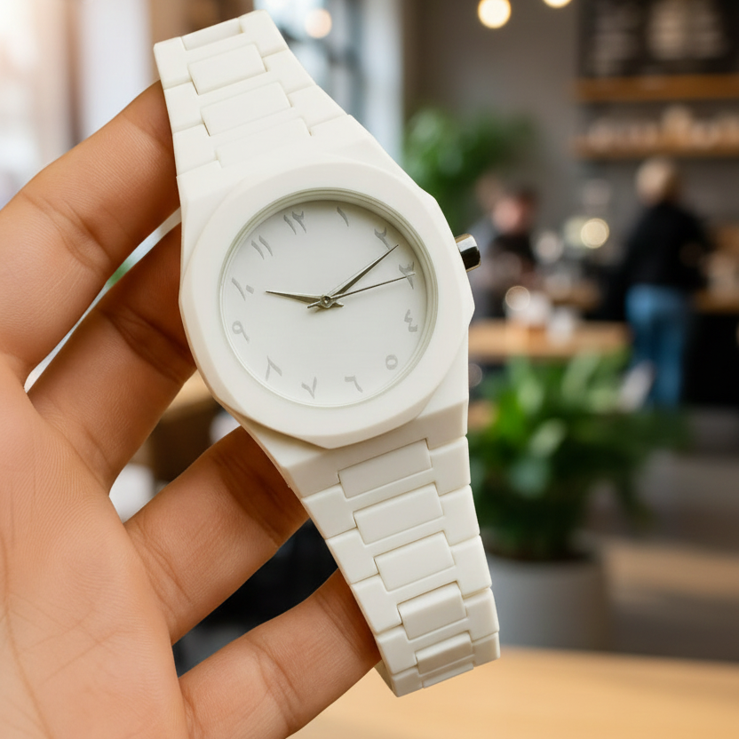 Full White Aura Watch Stylish Design Compact Build Perfect Choice For Daily Use And Fashion Needs (Without Box) View Gallery - Pakistan
