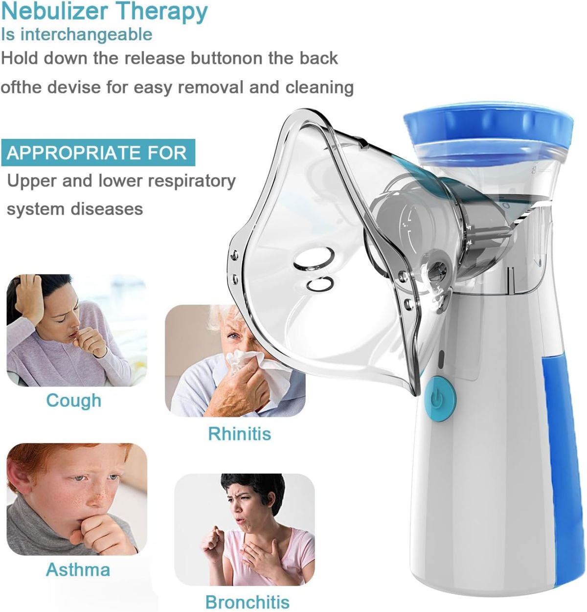 Mini Portable Silent Nebulizer Handheld Inhaler Atomizer: Medical Grade Mesh Technology for Asthma and Respiratory Care View Gallery - Pakistan