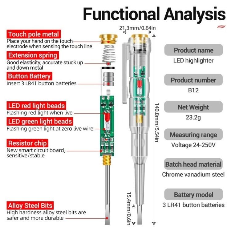 Intelligent LED Photometer Test Pen Voltage Detector Voltmeter 70-250V Electric Circuit Tester Screwdriver Indicator Tool For Safe Electrical Inspection View Gallery - Pakistan