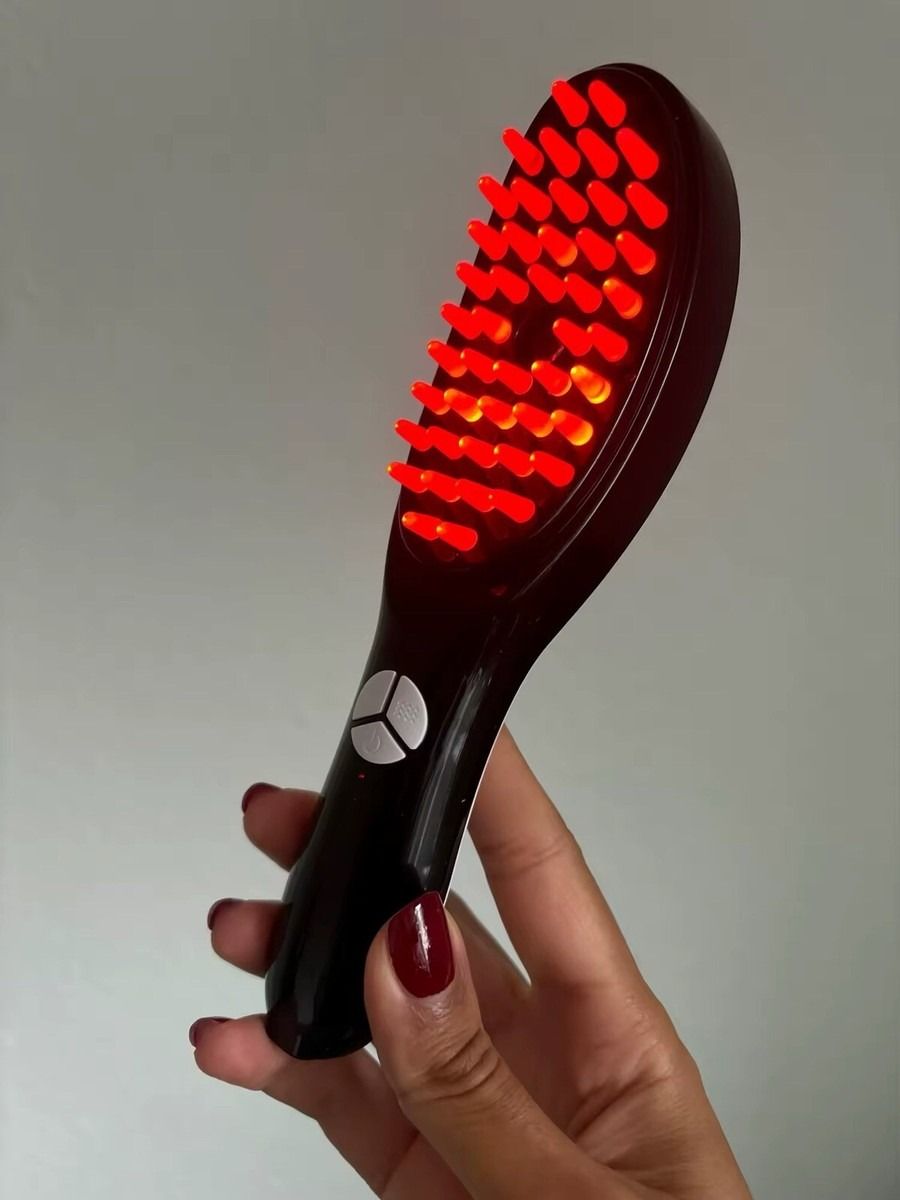Electric Massage Comb – Blue & Red Light Therapy, Vibration Brush, Spray & Negative Ion Scalp Massager (Rechargeable) View Gallery - Pakistan