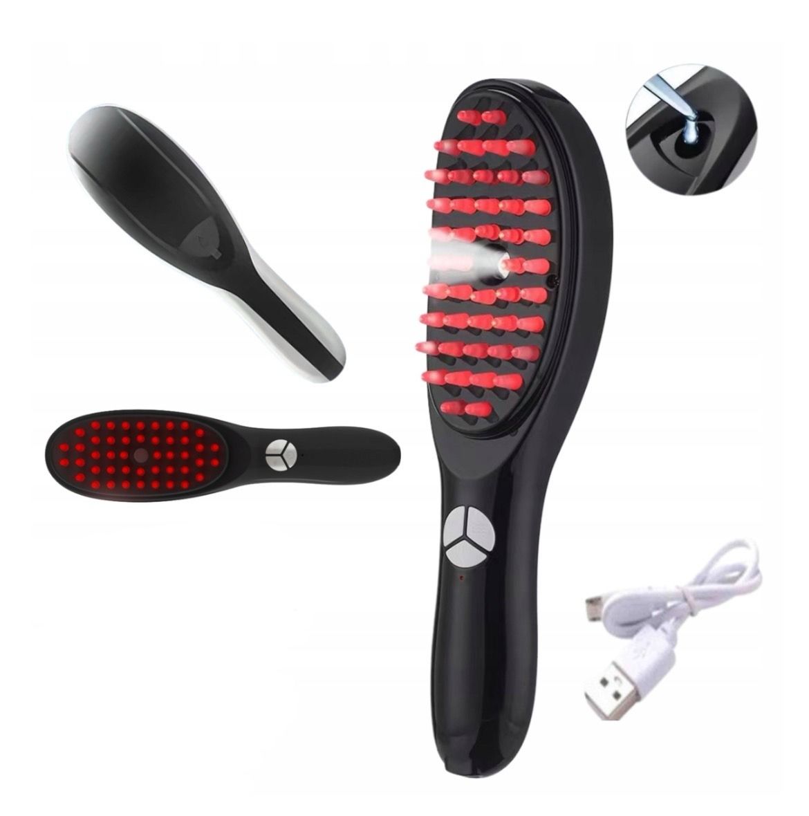 Electric Massage Comb – Blue & Red Light Therapy, Vibration Brush, Spray & Negative Ion Scalp Massager (Rechargeable) View Gallery - Pakistan
