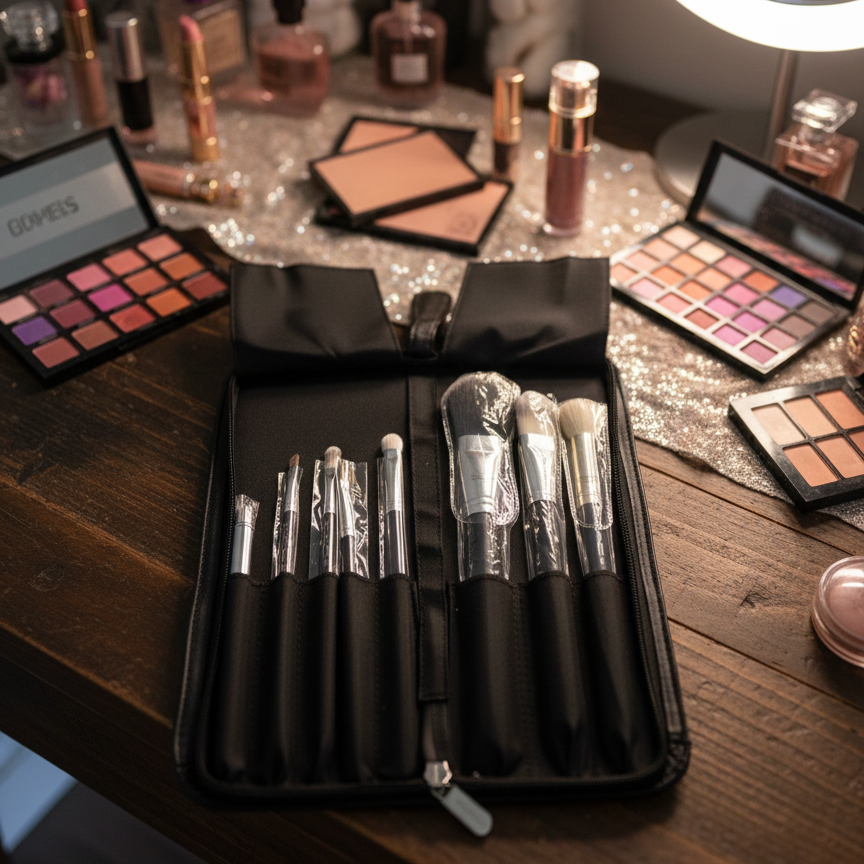 Mac Makeup Brush Set In A Black Travel Case Perfect Choice For Daily Makeup And Travel Needs