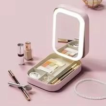 Portable Folding Makeup Mirror Jewellery Box – 3-Color LED Beauty Mirror, Multi-Function Personal Care Organizer View Gallery - Pakistan