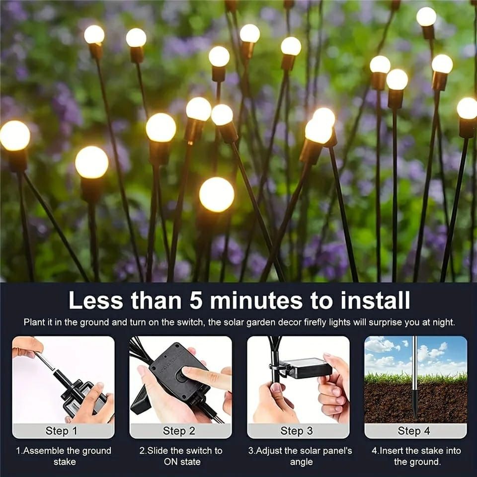 Garden Lights – New Upgraded Solar Powered Firefly Lights, Outdoor Waterproof Vibrant Decorative Lighting for Home & Garden (Warm Light) View Gallery - Pakistan