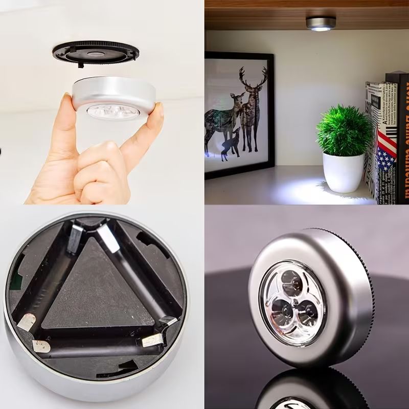 LED Tap Light Self Adhesive | Battery Power Cabinet Light | Tap Touch Night Lamp (1 Piece) View Gallery - Pakistan