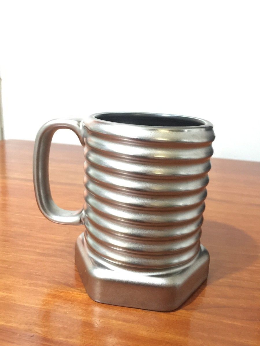 Screw Shape Ceramic Coffee Mug: Unique 3D Porcelain Tea Cup with Sculptural Twist Design.