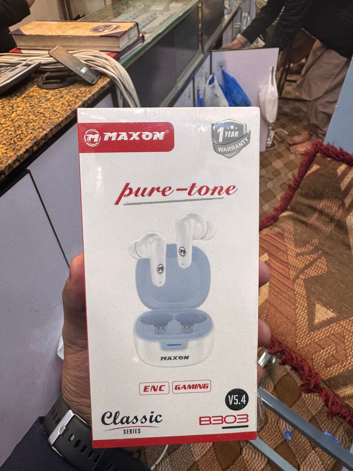 Maxon B303 Wireless Earbuds – ENC + Gaming Mode, 6hrs Playtime, 10m Range, Touch Control, 130hrs Standby View Gallery - Pakistan