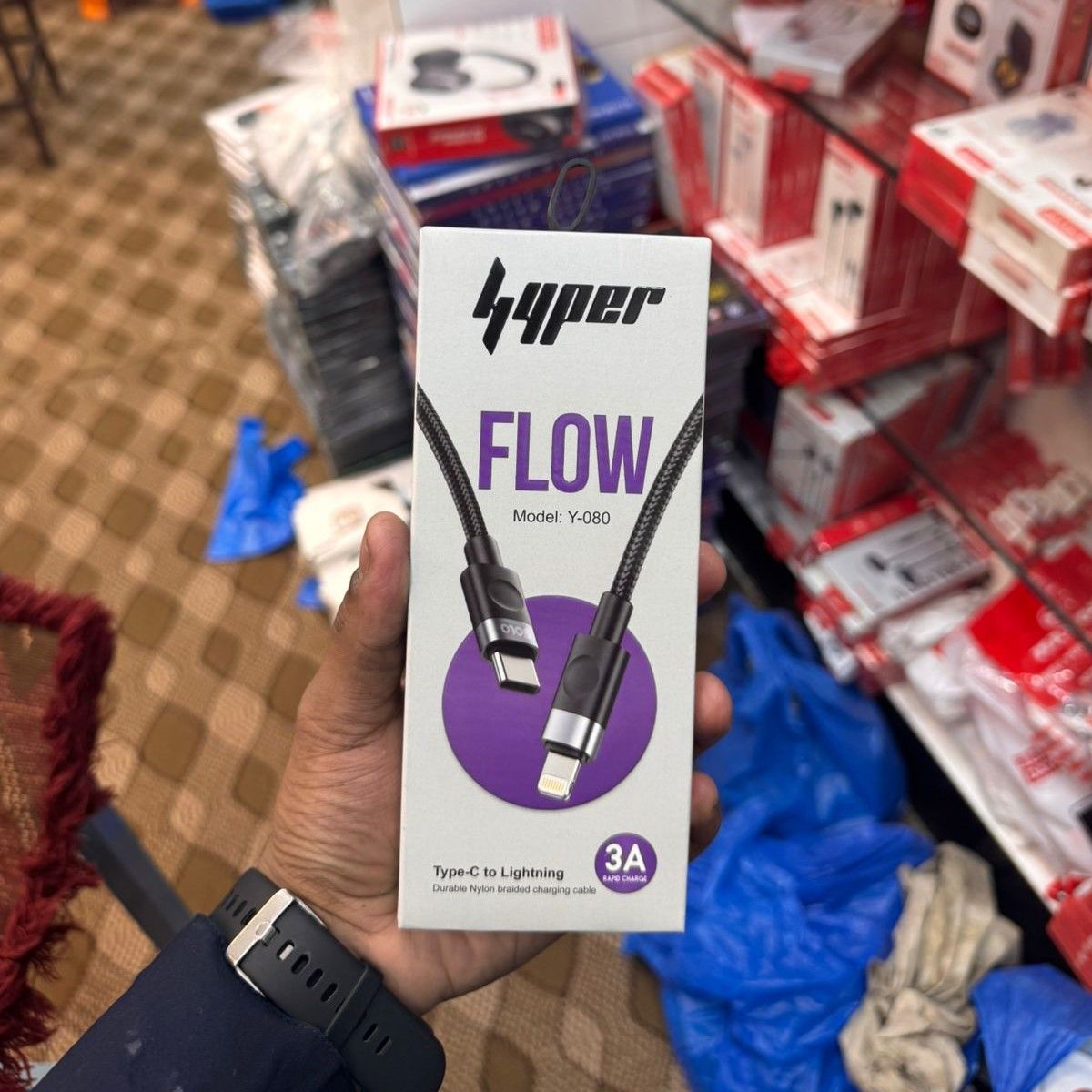 YOLO HYPER Y-080 Ctoi Cable – 100cm Nylon Braided, 9V 3A Fast Charging, Data Transmission, Low Temp Charging View Gallery - Pakistan