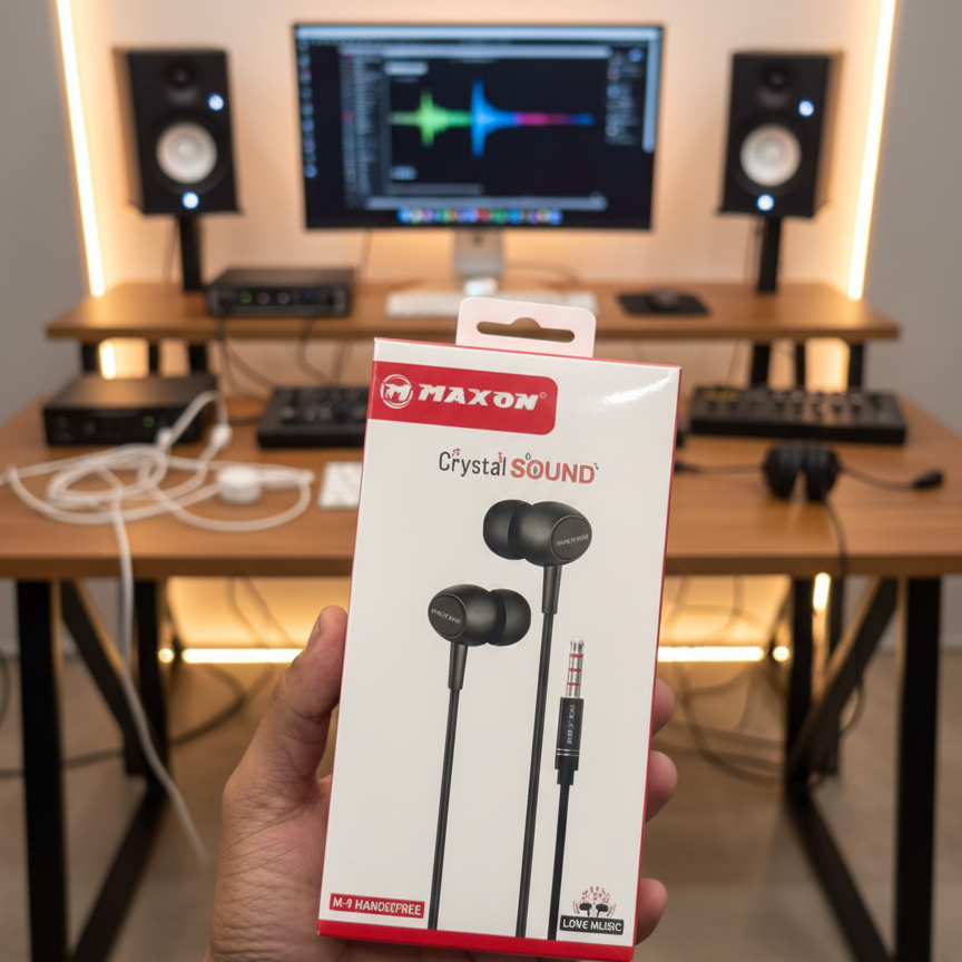 Maxon M9 Handfree – High-Performance 10mm Driver, Immersive Bass, Matte Sleek Design, 3.5mm AUX Connector