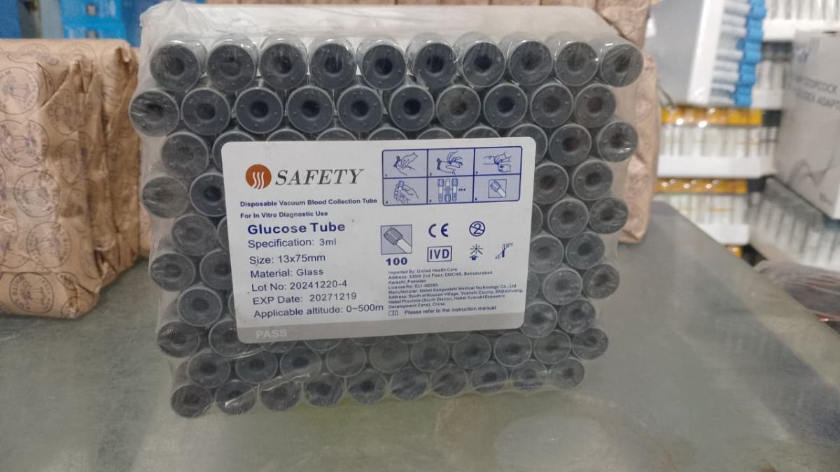 Safety Grey Blood Collection Tube – Glucose Test Tube 3ML, Secure Sample Collection for Laboratory Use View Gallery - Pakistan
