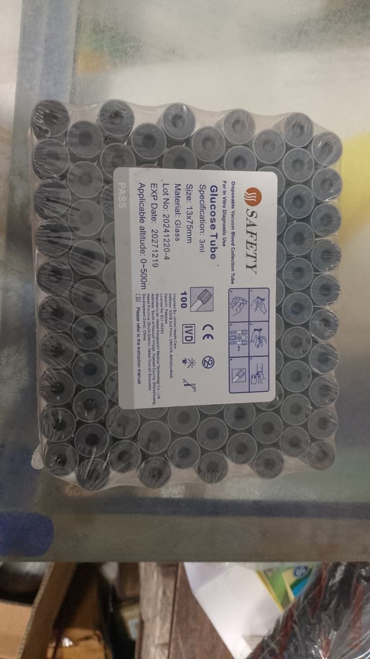 Safety Grey Blood Collection Tube – Glucose Test Tube 3ML, Secure Sample Collection for Laboratory Use View Gallery - Pakistan