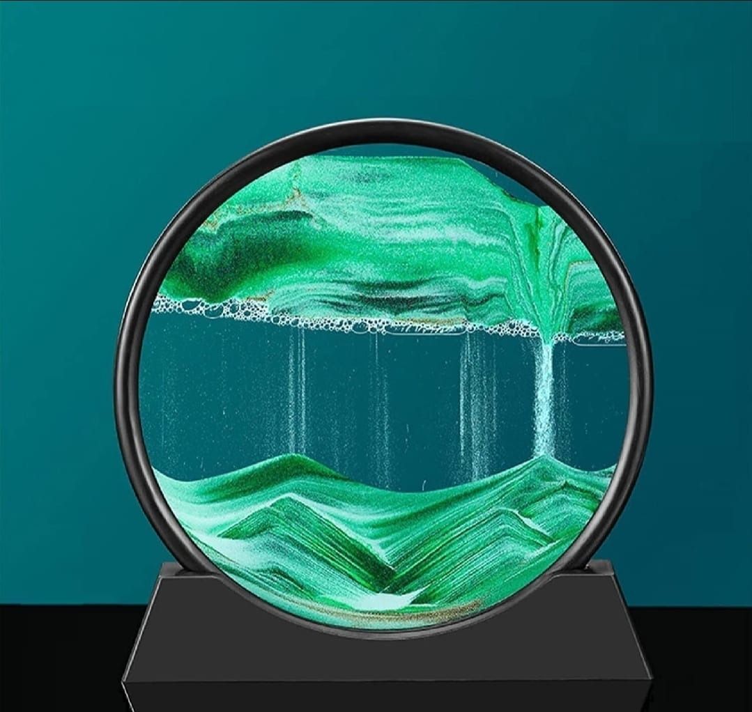 3D Dynamic Moving Sand Art Table Lamp with Wooden/Metal Stand: LED Sandscape Quicksand Night Light for Relaxing Home Decor. This Mesmerizing View Gallery - Pakistan