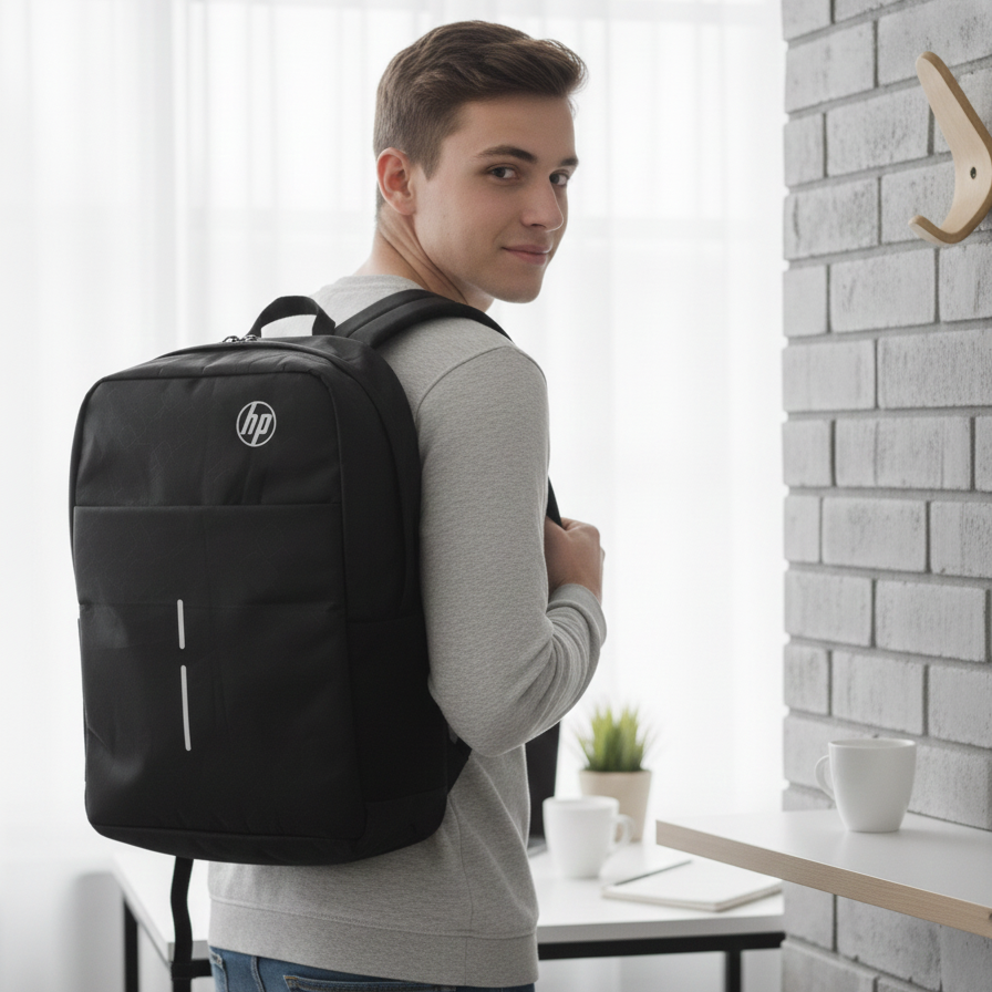 HP Lightweight Water Resistant Laptop Backpack Black Durable Quality Reliable Utility Comfortable Carry Stylish Design View Gallery - Pakistan