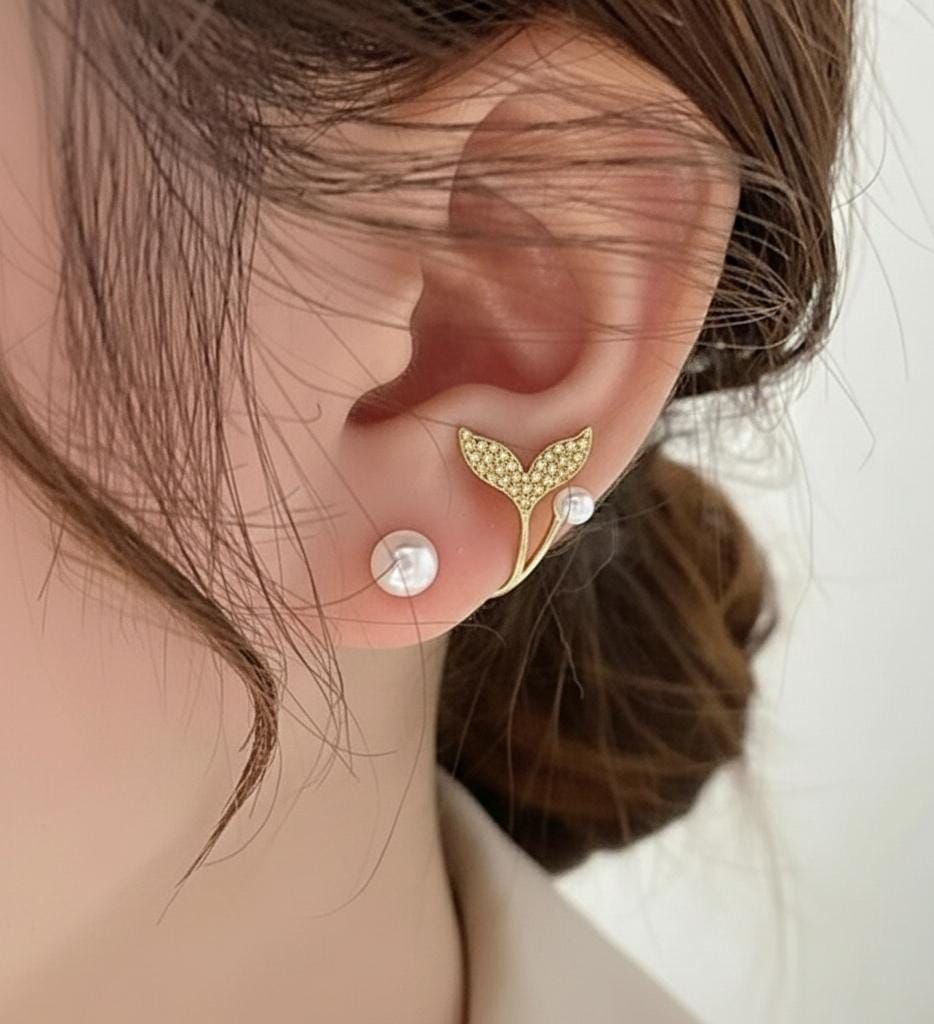 AUJ-939 Korean Fish Tail Earrings – Elegant Fashion Jewellery, Stylish Accessory for Women View Gallery - Pakistan