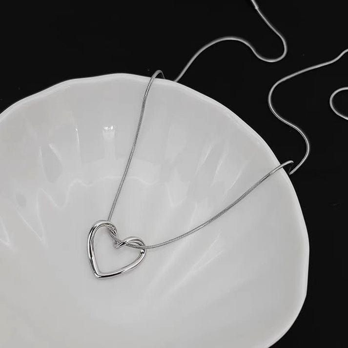 PRJ-183 Hollow Heart Pendant – Elegant Stainless Steel Necklace, Stylish Jewellery Accessory for Women View Gallery - Pakistan