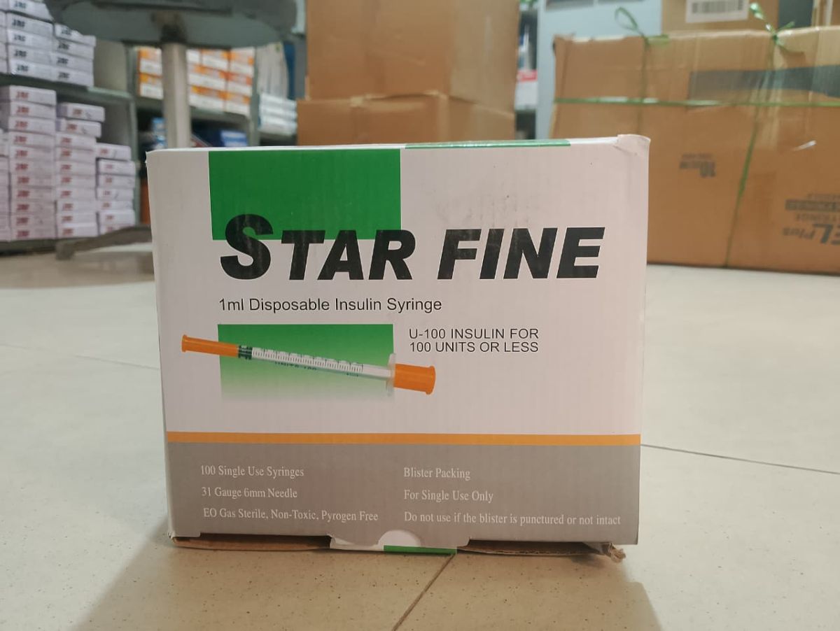 Star Fine Insulin Syringes – 100 Pcs Box | Ultra-Fine Needle, Sterile &amp; Single-Use Medical Syringes