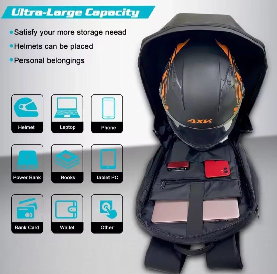 LED Motorcycle Backpack with LED Eye – Night Riding Backpack & Helmet Accessory for Bikers- (power bank not included) View Gallery - Pakistan
