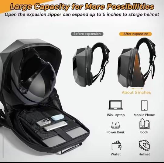 LED Motorcycle Backpack with LED Eye – Night Riding Backpack & Helmet Accessory for Bikers- (power bank not included) View Gallery - Pakistan